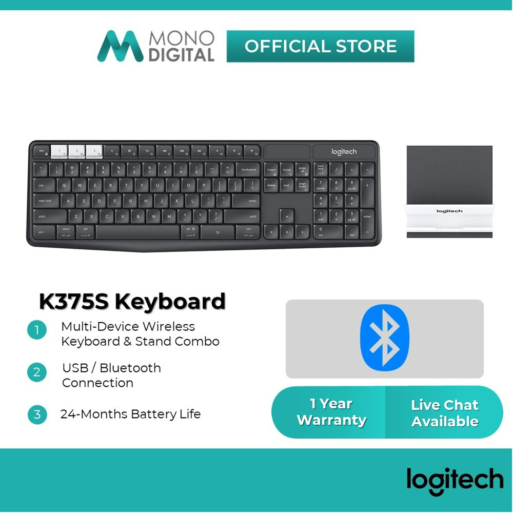 Logitech K375S MultiDevice Wireless Keyboard and Stand Combo (920