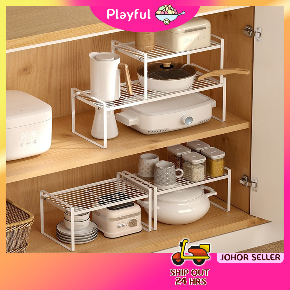 【PLAYFUL】Kitchen Cabinet Rack Countertop Storage Organizers Under Sink ...
