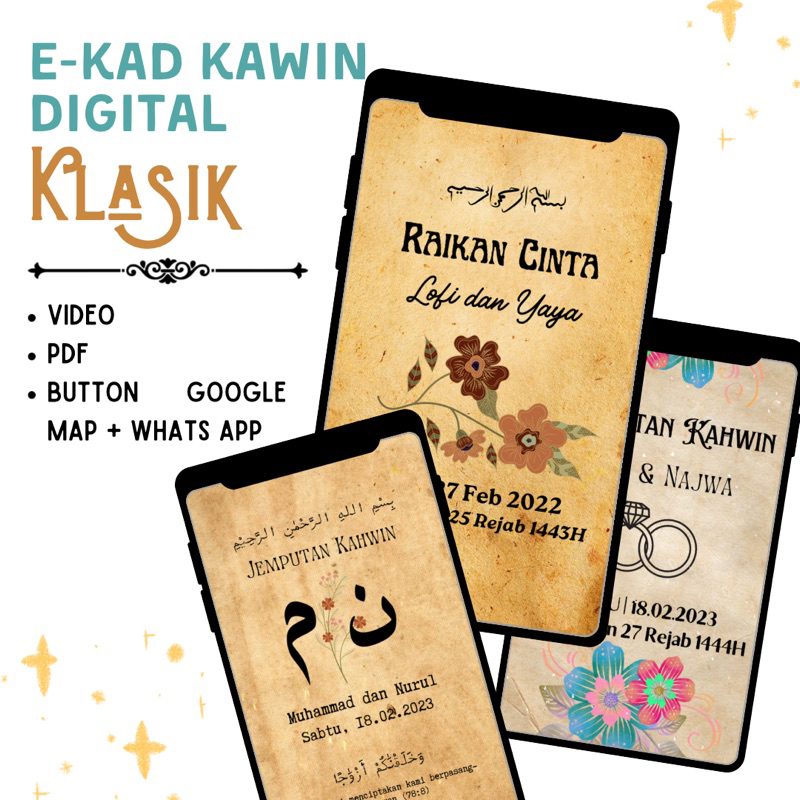 Ekad kahwin digital klasik / Kad jemputan digital / wedding invitation