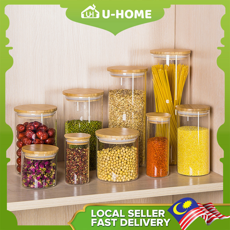 U-HOME Seasoning Bottle Glass Jar Food Storage Container Spice ...