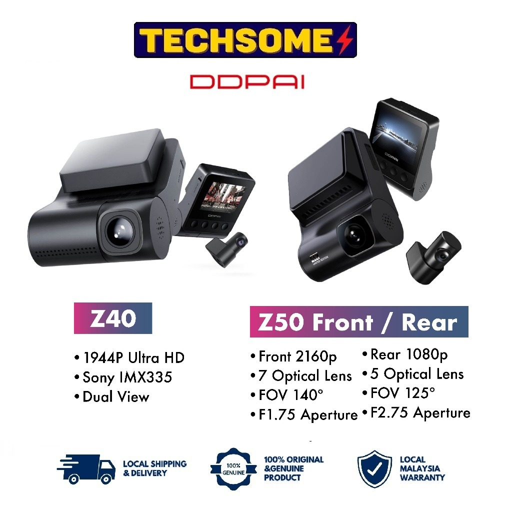 DDPAI Z40/Z50 1944P Dash Cam GPS Rear Cam | Shopee Malaysia