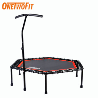 OneTwoFit Silent Trampoline with Adjustable Handle Bar Bungee Rebounder 136cm Shopee Malaysia