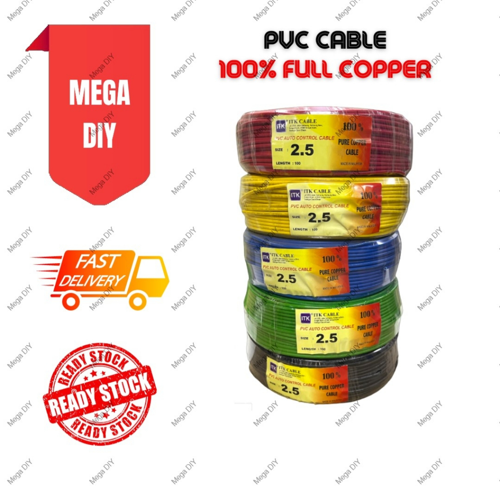ITK PVC Auto Control Cable Wire 1.5mm 2.5mm 100 Pure Copper 1 Meter