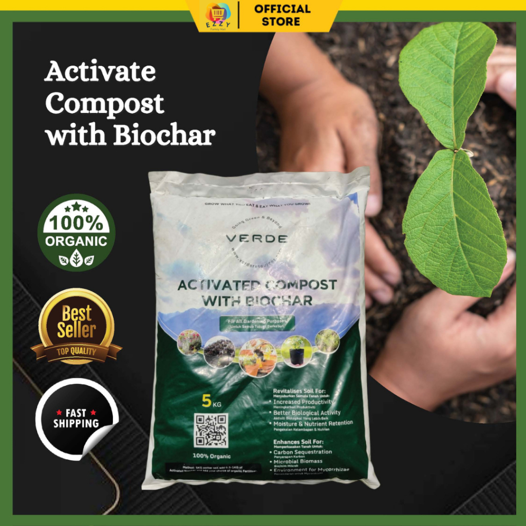 verde activate compost with biochar 5kg tanah sihat tanaman soil media 