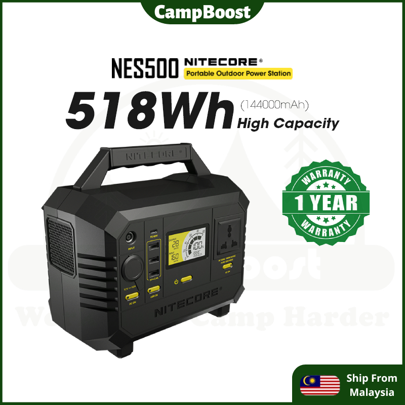 CampBoost NItecore NES500 Portable Power Station Camping Power Supply