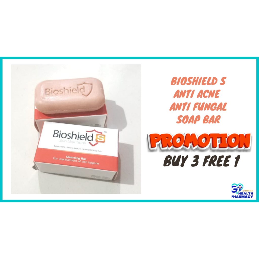 Bioshield S Soap AntiAcne Fungal Skin Cleansing Bar (100g) / Buy 3 Free 1 (Exp 01/2026