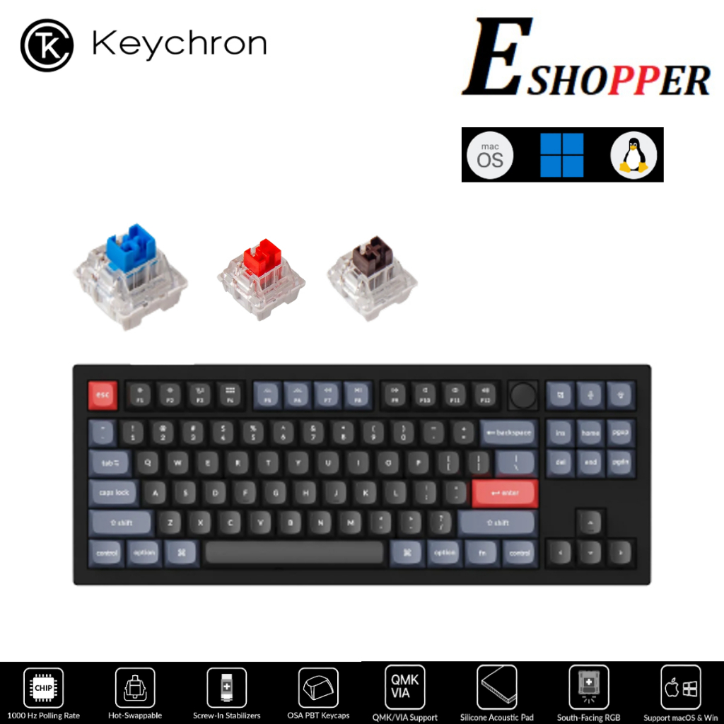 KEYCHRON V3 TKL QMK CUSTOM RGB MECHANICAL KEYBOARD - KNOB VERSION ...