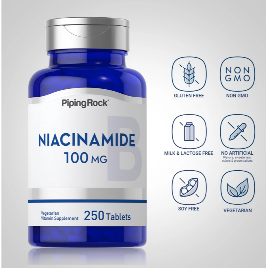 Niacinamide, 100 mg, 250 Tablets - form of vitamin B3, skin smooth and