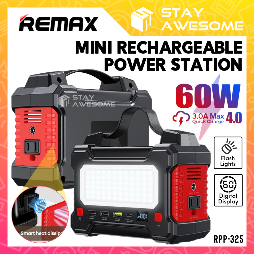 REMAX Power Station Portable Powerbank Type C With Plug Socket Outdoor ...