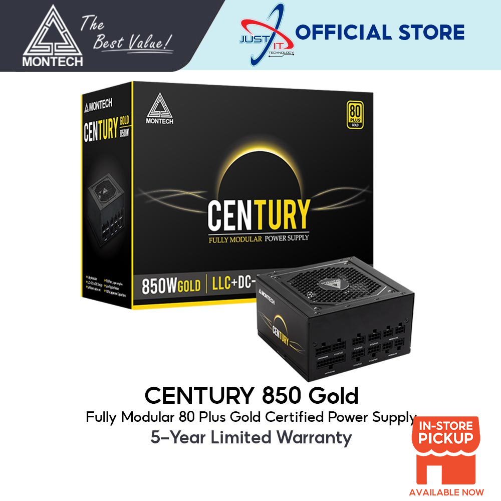 MONTECH CENTURY 850W 80PLUS GOLD FULL MODULAR POWER SUPPLY | Shopee ...