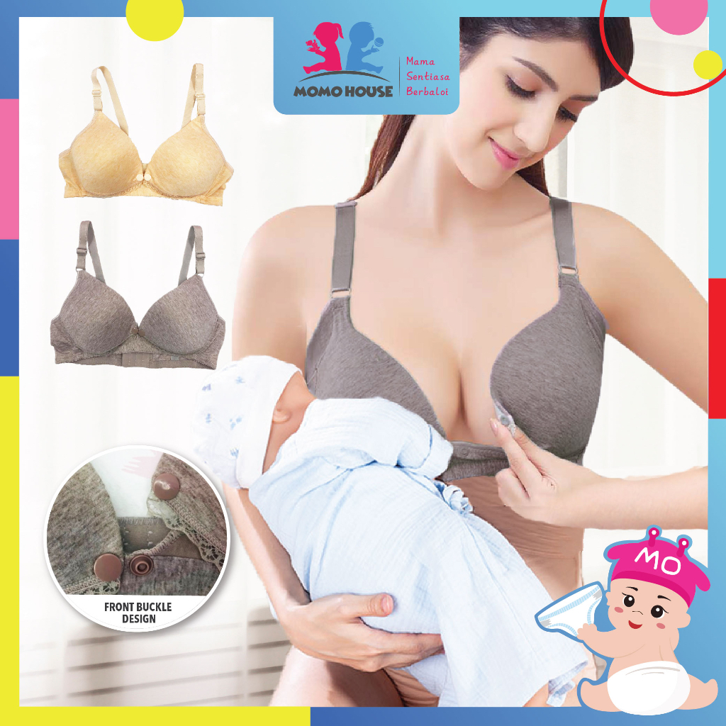 Mom's love] Women Nursing Maternity Breastfeeding Bra for MOMO & Real Bubee  Breast Pump - Button Design