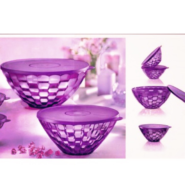 Tupperware Prism Bowl Purple Full Set Pcs Level Prism Bowl Ml L L Shopee Malaysia