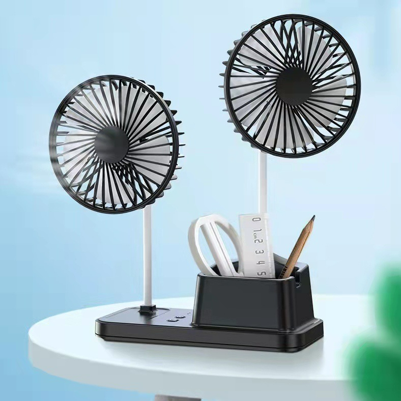 100% Original Desktop Dual Fan Pen Holder Phone Holder Pencil Container ...
