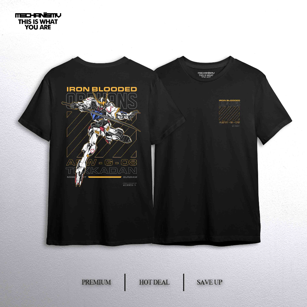 [GRAPHIC TEE] TShirt GUNDAM BARBATOS IRON BLOODED ORPHANS Black (XS