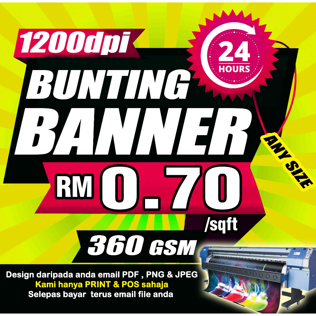 BANNER & BUNTING PRINTING HARGA KILANG MURAH MURAH MURAH 0.70sen/sqft ...