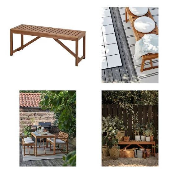 IKEA APPLARO / NAMMARO Bench, outdoor Wood Bench , brown stained brown