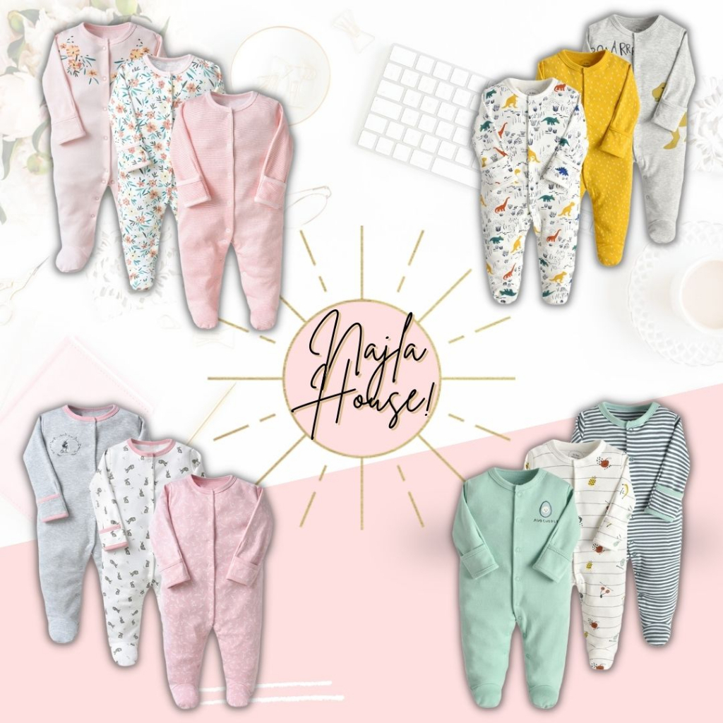 [1/4] Sleepsuit Mamas Papas Baby Newborn Footies (3 IN 1) Shopee Malaysia