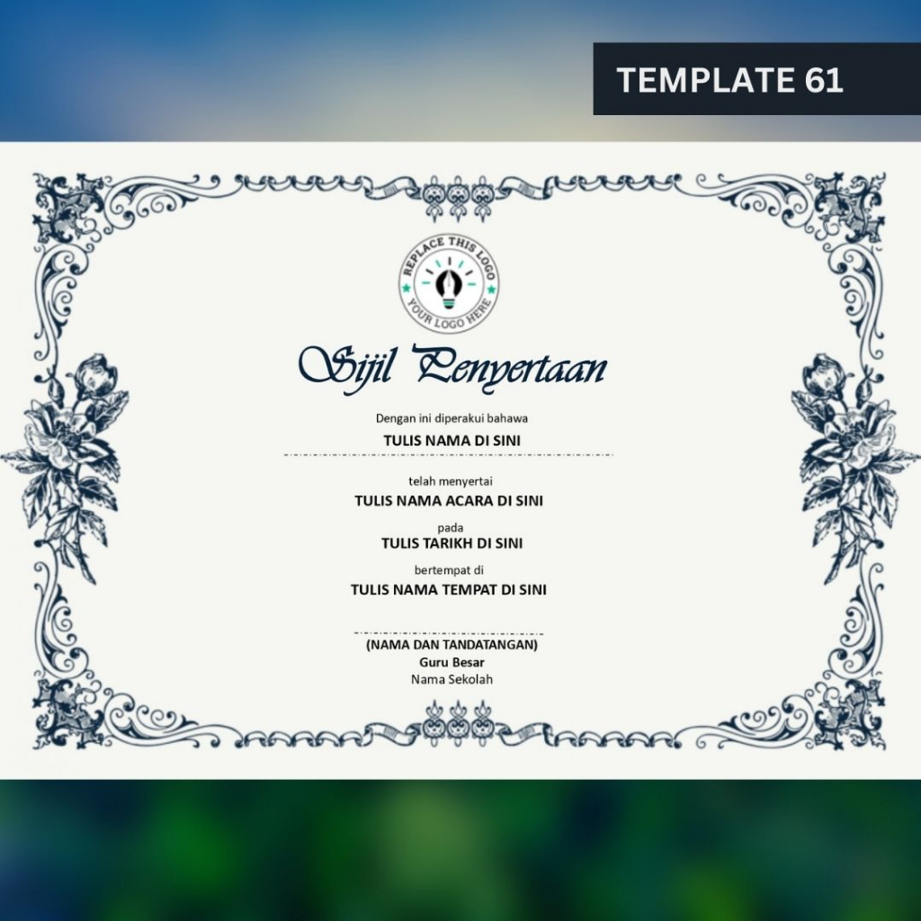 [Powerpoint] Template Sijil Certificate Template Editable Powerpoint ...