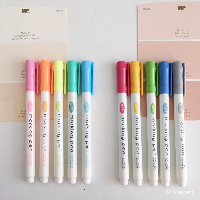 Highlighter Pastel colors Fluorescent Marker Set Daiso Shopee Malaysia