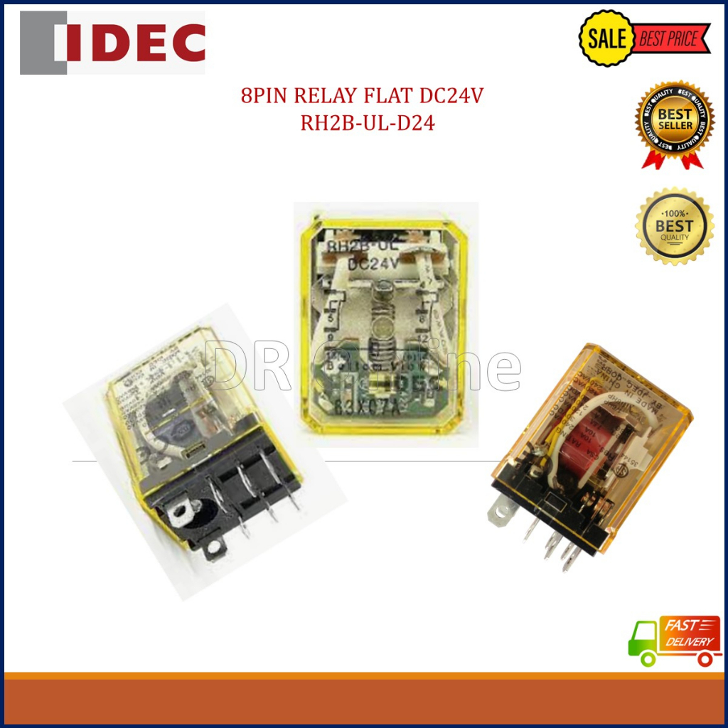 IDEC 8 PIN RELAY (FLAT) C/W LED INDICATOR ~ 24VDC / 240VAC , (RH2B-UL ...