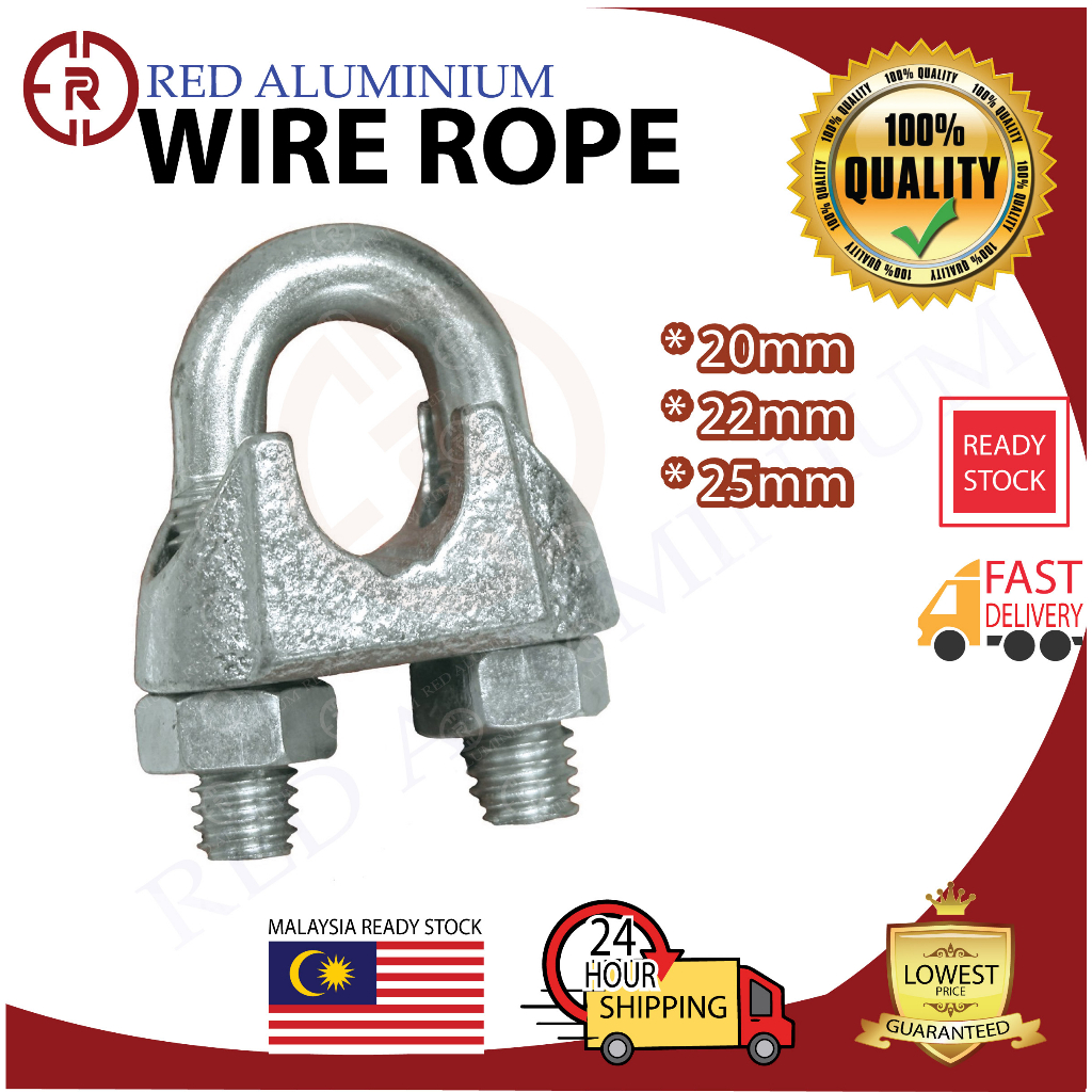 Wire Rope Clip Wire Rope Clamp U-Bolt 20mm - 25mm (GI) Galvanized Wire ...