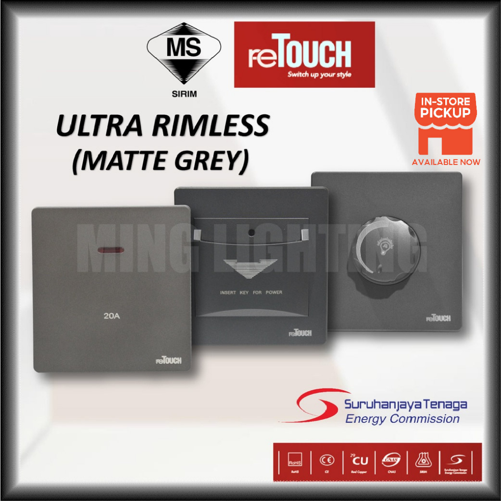 [SIRIM] reTouch Ultra Rimless Grey Modern Socket Wall Switch Door Bell ...