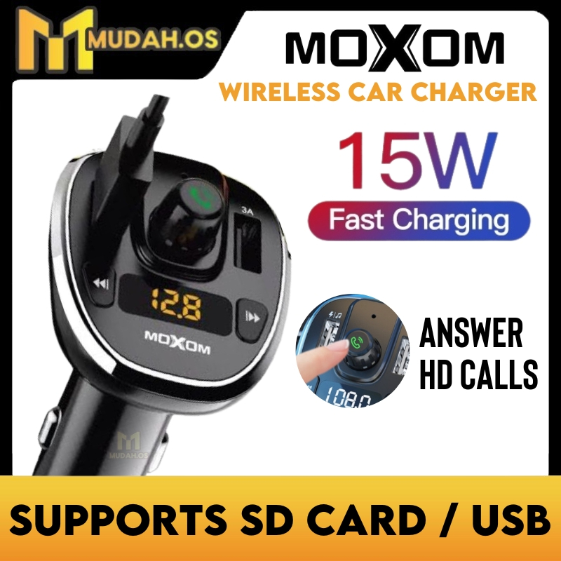 MOXOM Wireless Bluetooth FM Transmitter Car Charger Adapter MXVC12 15W