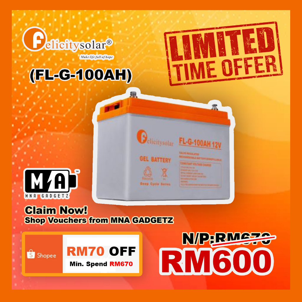 FELICITY SOLAR BATTERY 12V 100 AH 100ah Solar GEL Deep Cycle