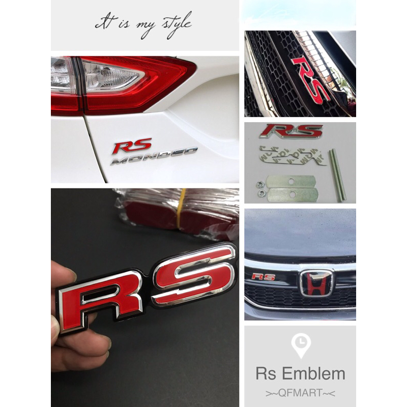 JDM RS Style Rear Emblem Badge For Honda – Red Gloss Badge For Accord, Civic, CRV, Jazz & More