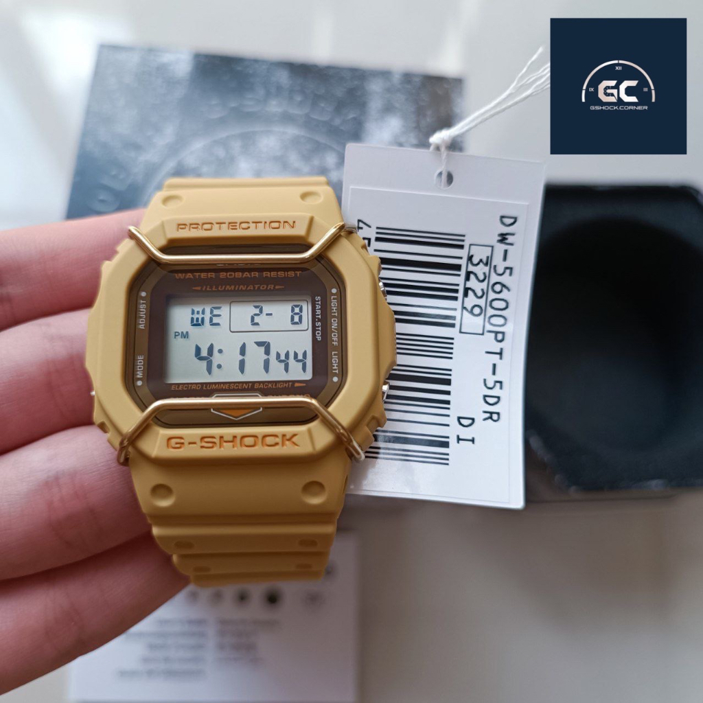 Orologio Casio G-Shock Uomo Modello DW-5600PT-5DR Quadrante Grigio E Cinturino Marrone Chiaro