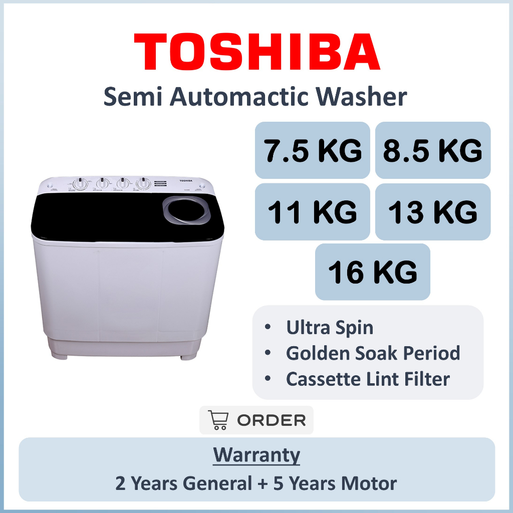 TOSHIBA 7.5KG 8.5KG 11KG Semi Auto Washing Machine VHH85MM VHH95MM VH