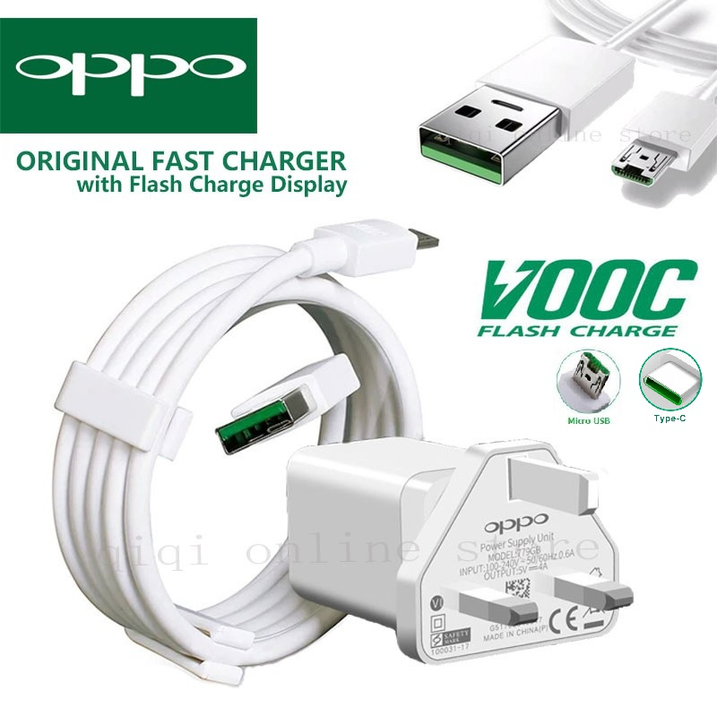 Oppo VOOC 4A Flash Charger VOOC Adapter With Micro / TypeC Cable
