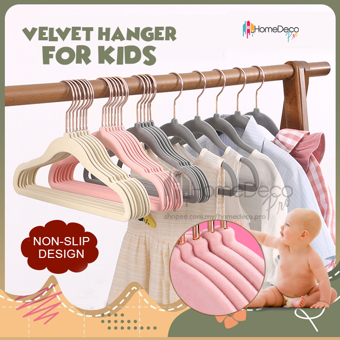 Rose Gold Velvet Baby Hanger Budak Toddler Kid Hanger Kanak Clothes