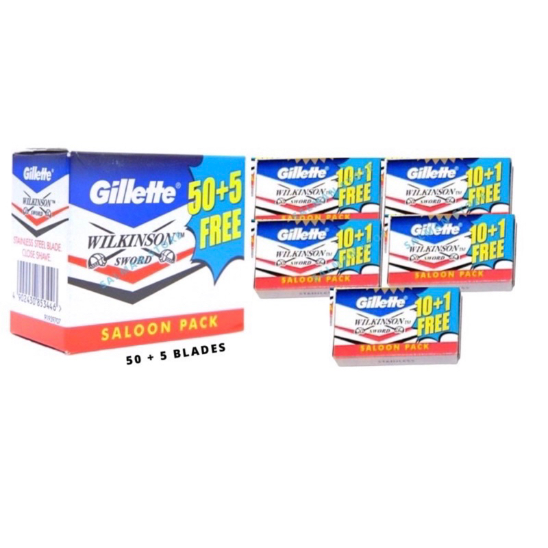 Original Gillette Wilkinson Sword Blade Saloon Pack (50+5) Shopee