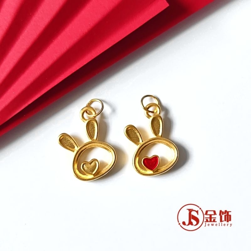 JS Jewellery 999 Gold Rabbit Pendant 999足金烤漆镂空兔子吊坠 Loket Emas | Shopee ...