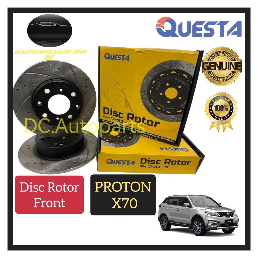 QUESTA PROTON X70 DRILLED SLOTTED SPORT BRAKE DISC ROTOR ( FRONT / REAR ...