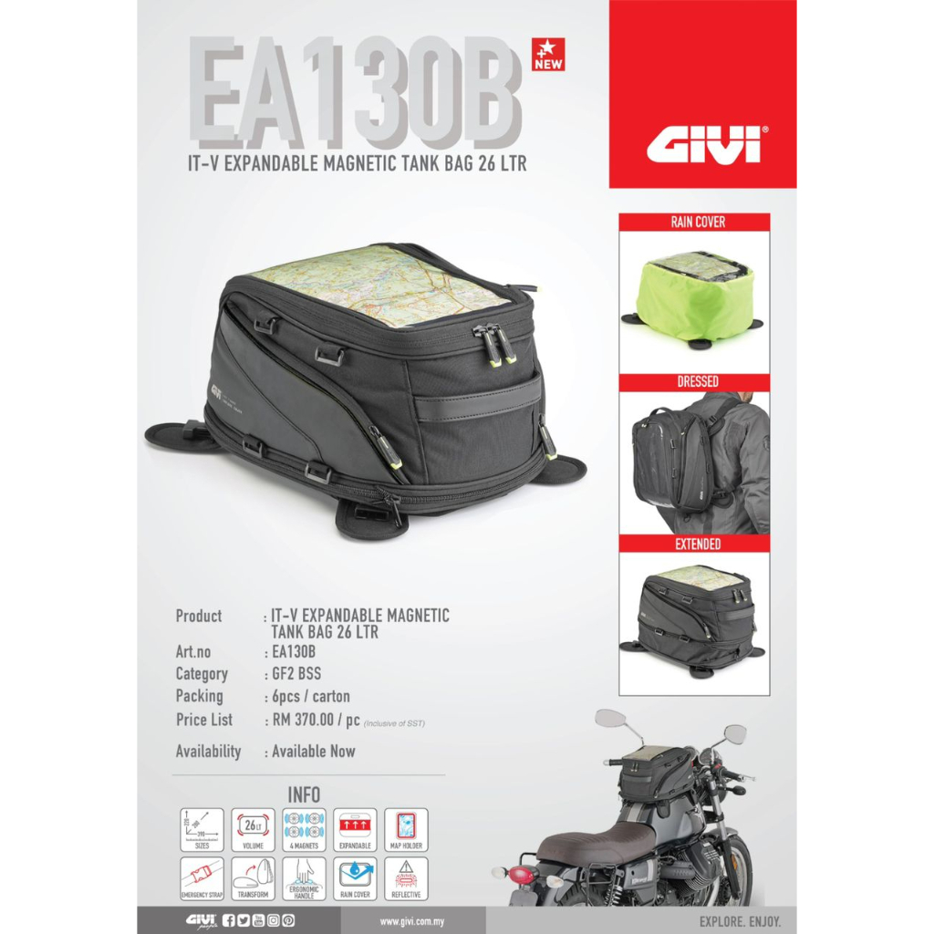GIVI ITV EXPANDABLE TANK BAG 26L (EA130B) Shopee Malaysia