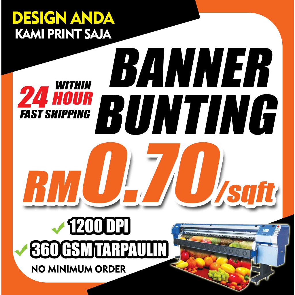 Banner / Bunting Printing Harga Kilang 0.70sen/sq.ft | Shopee Malaysia