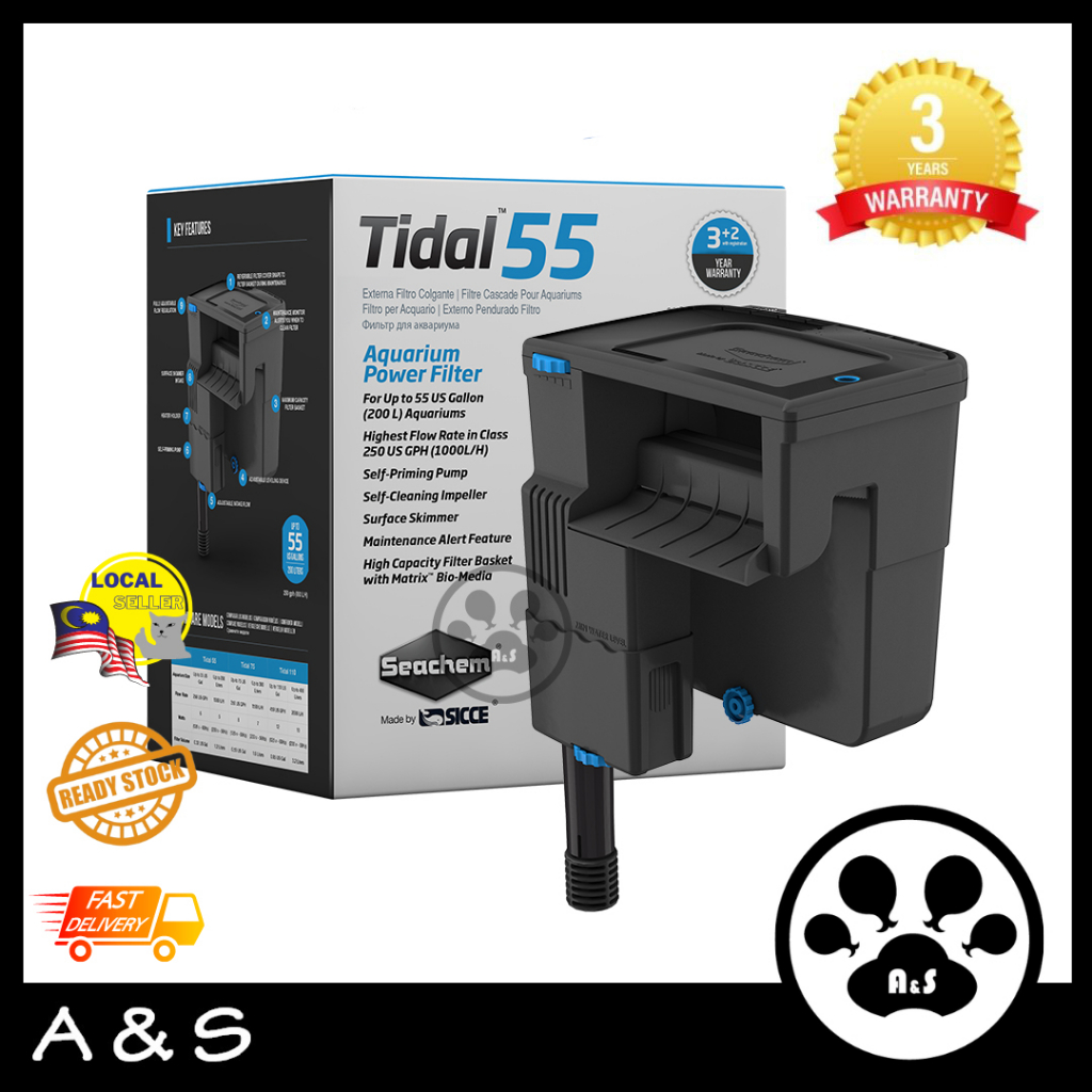 Seachem Tidal 55 Hang On Aquarium Power Filter / Power Filter w