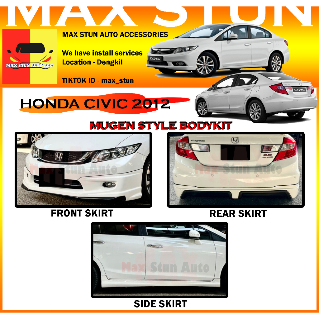 HONDA CIVIC FB 2012-2015 MUGEN FULL SET BODYKIT MG BUMPER SKIRT LIP ...