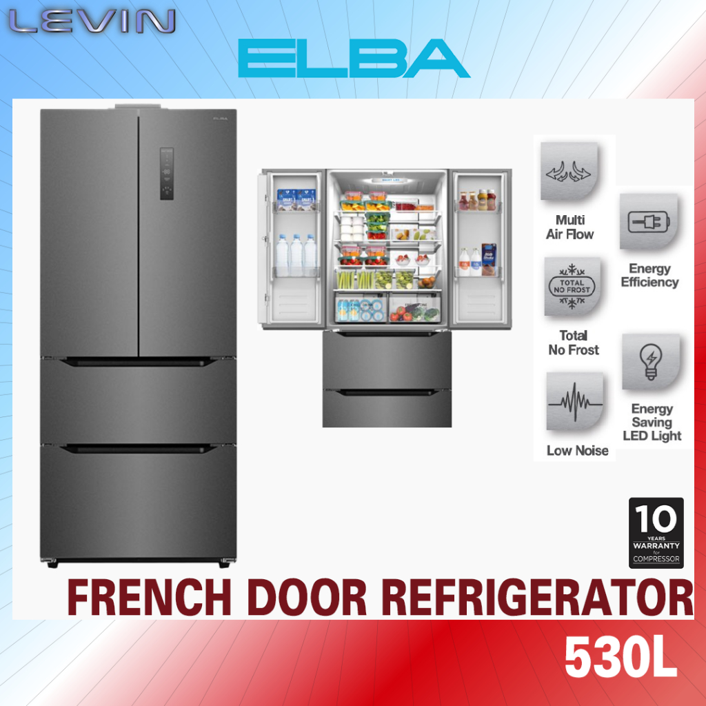 ELBA 530L French Door Refrigerator DualInverter Compressor, Sensor
