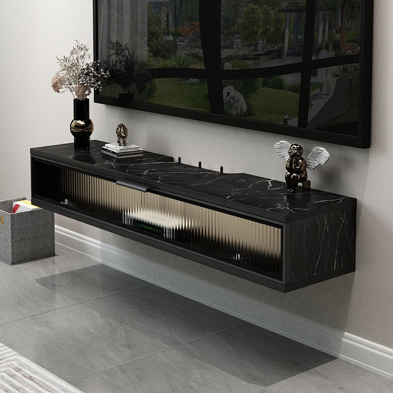 Light Luxury Solid Wood Wall Mounted TV / Wall Router Storage