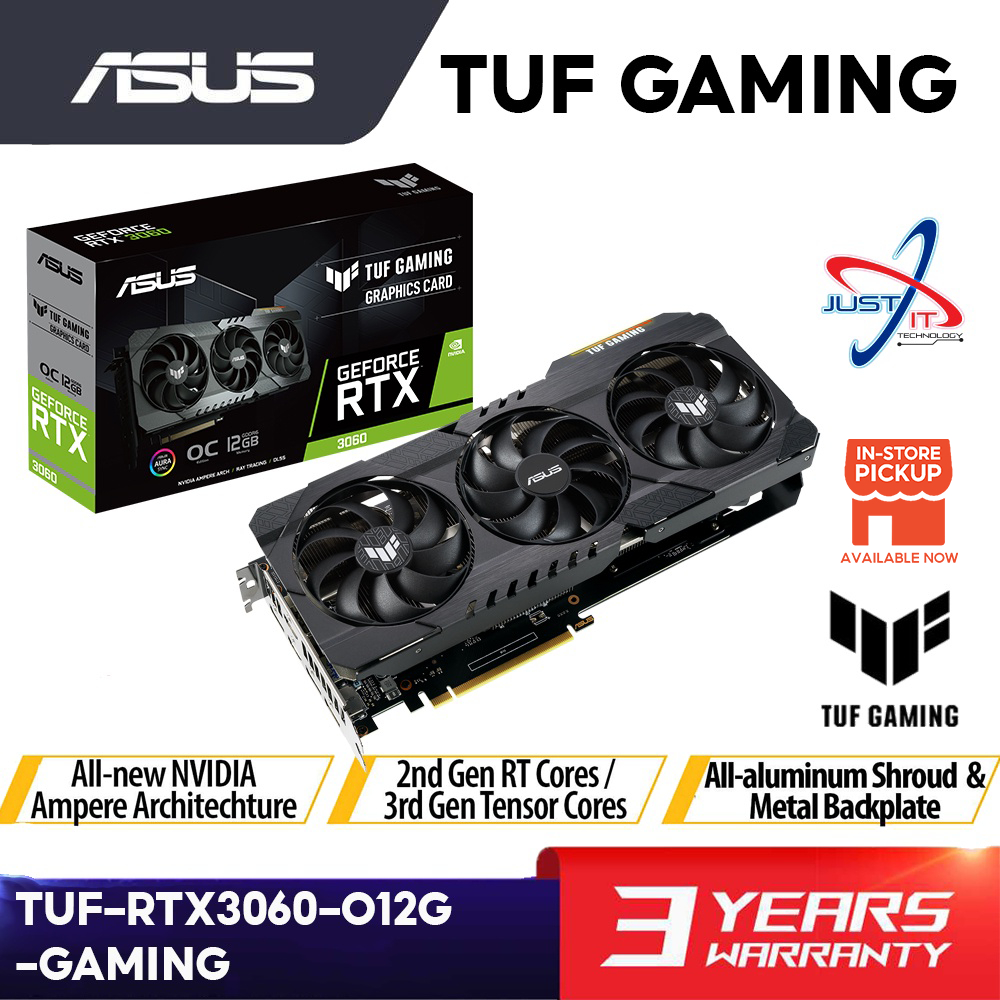 ASUS TUF Gaming GeForce RTX 3060 Video Card, OC Edition TUF-RTX3060-O12G-GAMING  