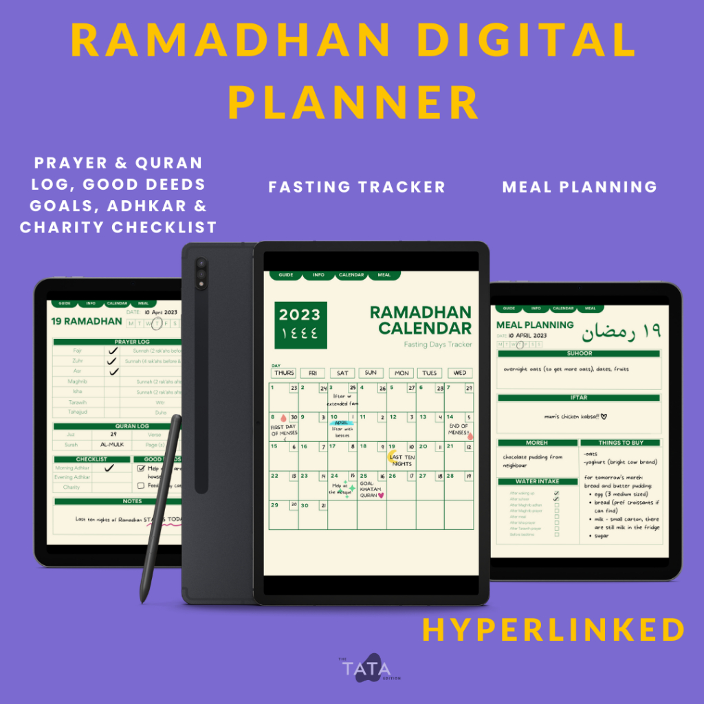 Digital Ramadhan Planner / Diary 2023 Hyperlinked Daily Tracker PDF ...
