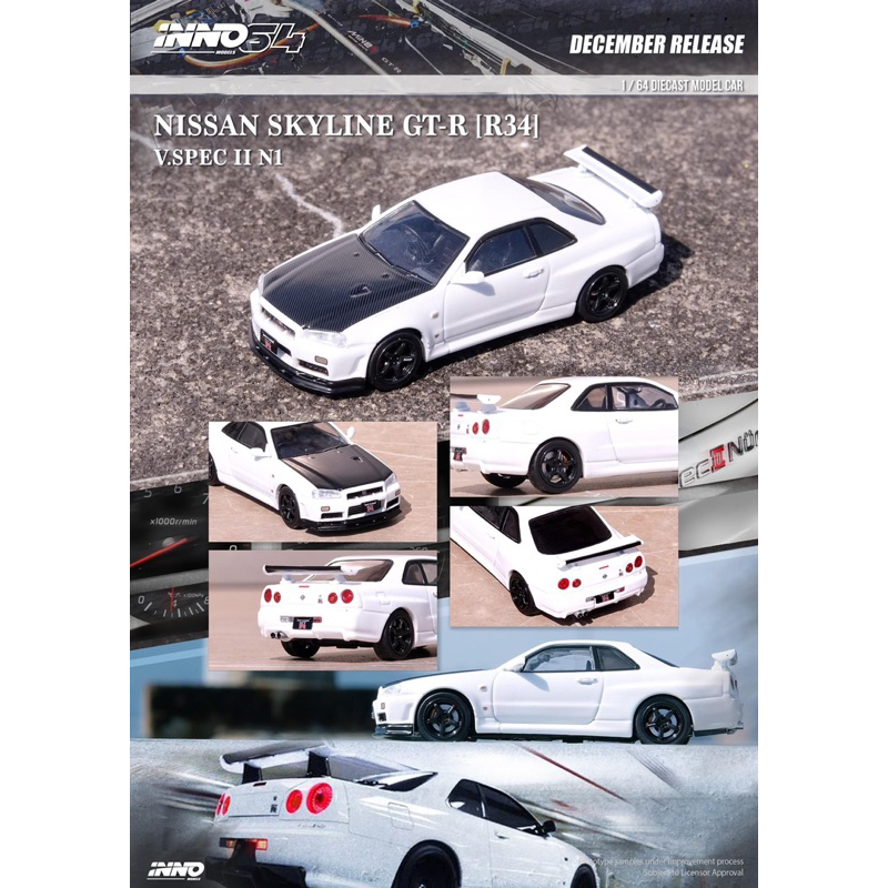 Inno Models Inno64 1/64 Nissan Skyline GT-R (R34) V-Spec II N1 - White ...