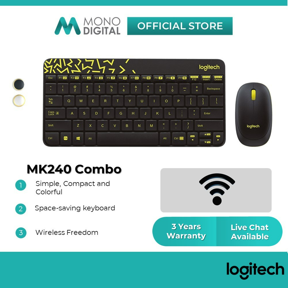 Logitech MK240 Wireless Keyboard & Mouse Combo with USB Nano Receiver