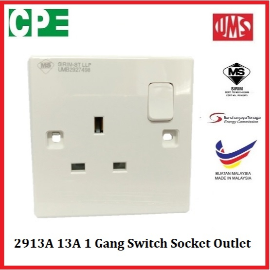 UMS 2913A SP2913A 13A 1 Gang Switch Socket Outlet, Sirim Approved ...
