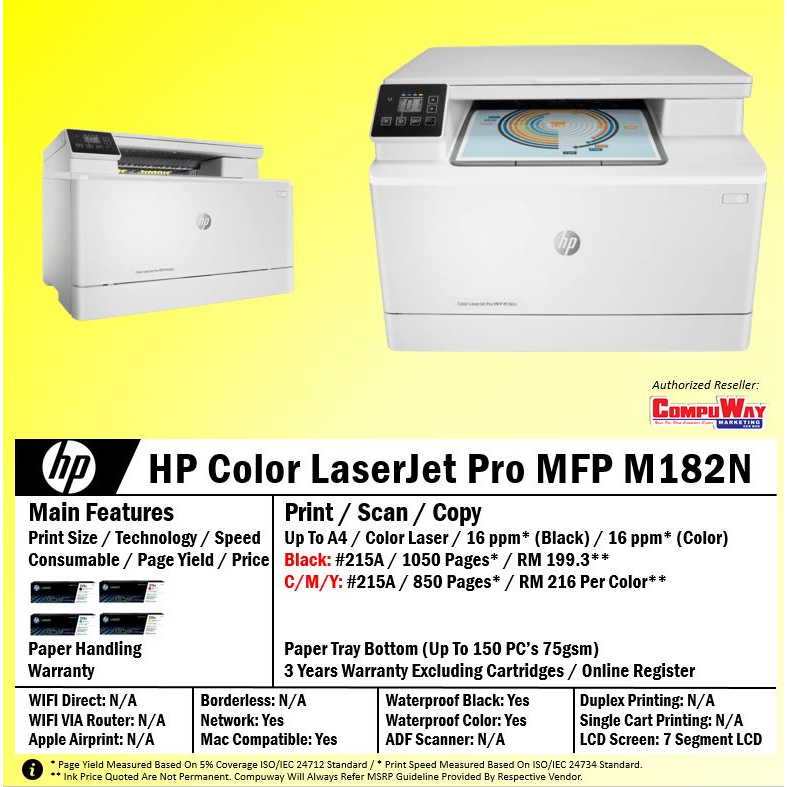 HP COLOR LASERJET PRO MFP M182N PRINTER | Shopee Malaysia