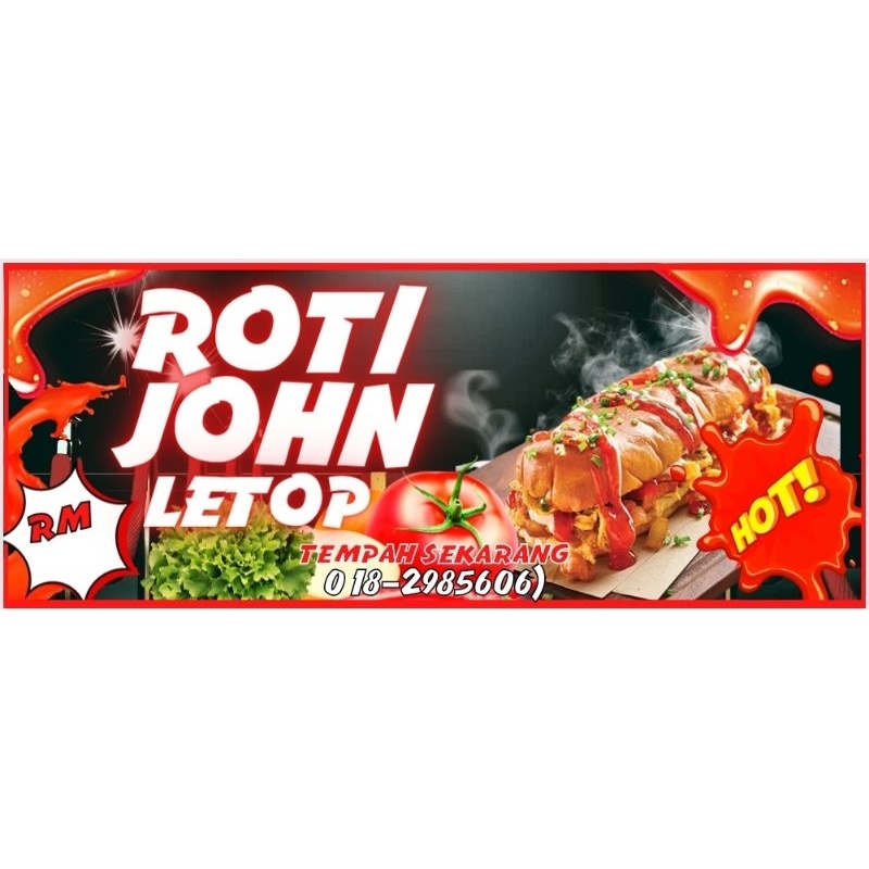 bunting banner custom made roti john cantik Dan murah saiz 2 kaki x 4 ...