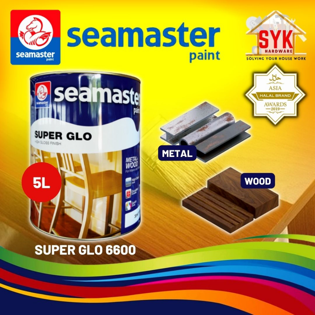 SYK Seamaster Super Glo 6600 (5 Liter) High Gloss Finish Cat Minyak ...